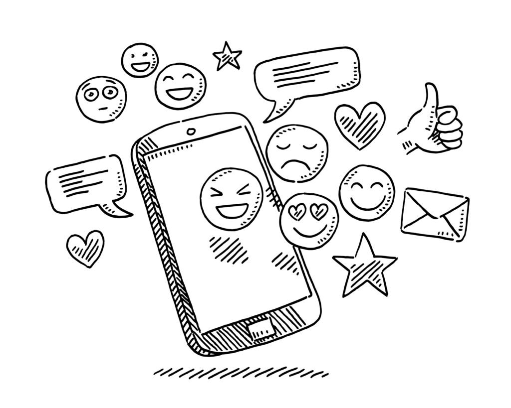 Social Media Icons Smartphone Drawing