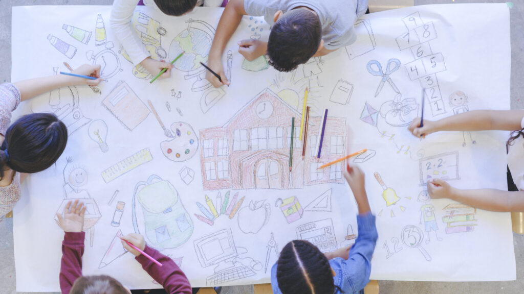 Kids Drawing Back to School Mural
